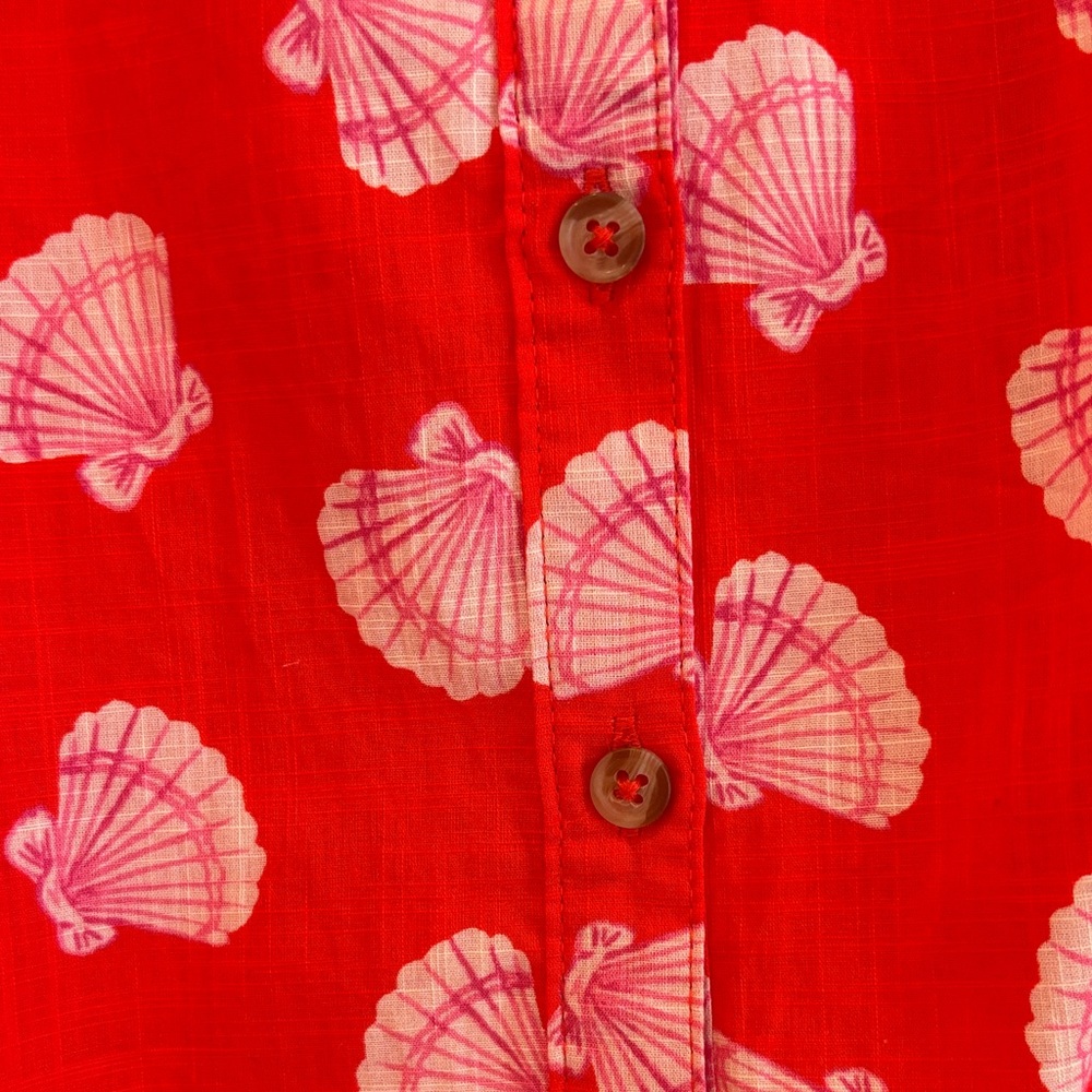 Maeve Red Shell-Print Button-Front Blouse - Picture 3 of 5